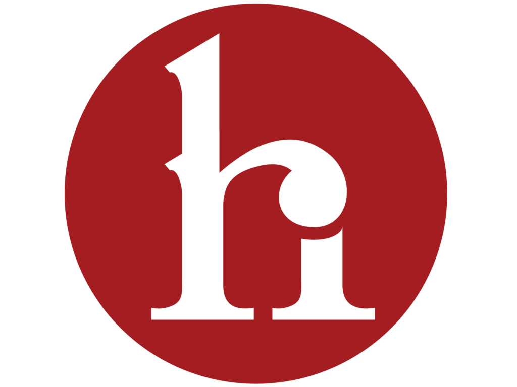 Lowercase H on red circle logo